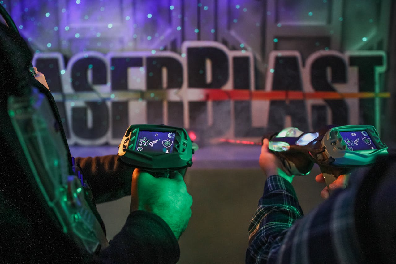 Experience an engaging laser tag game with vibrant lighting and immersive gameplay. Perfect for entertainment seekers.